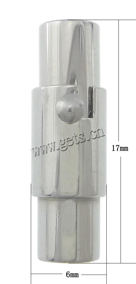 Runder Edelstahl Magnetverschluss, Rohr, plattiert, Kundenindividuell, keine, 17x6mm, Bohrung:ca. 3mm, verkauft von PC
