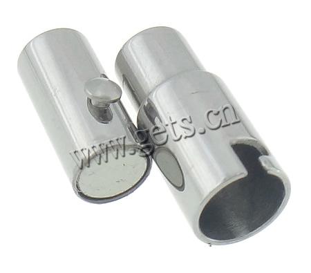 Round Stainless Steel Magnetic Clasp, Tube, plated, Customized, more colors for choice, 17x6mm, Hole:Approx 3mm, Sold By PC