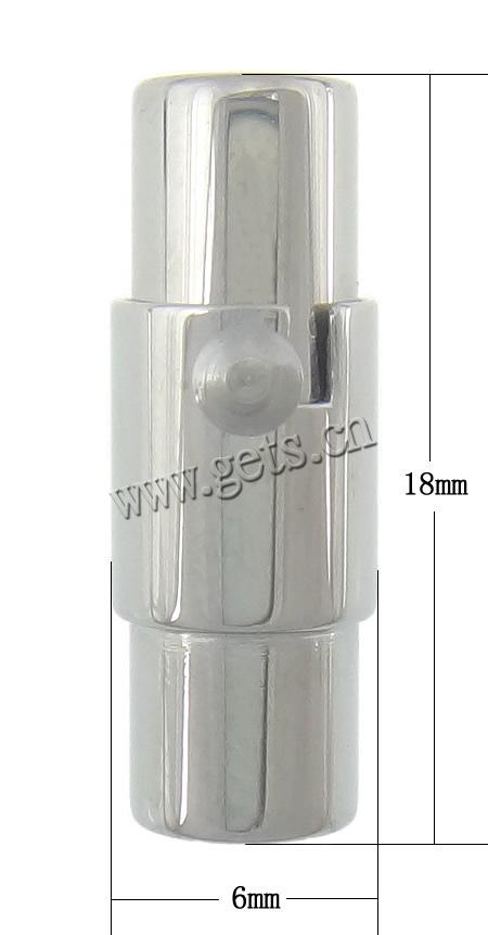 Runder Edelstahl Magnetverschluss, Rohr, plattiert, Kundenindividuell, keine, 18x6mm, Bohrung:ca. 4mm, verkauft von PC