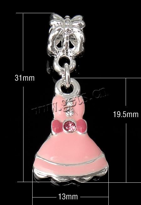 Zinc Alloy European Pendants, Skirt, plated, without troll & enamel, more colors for choice, nickel, lead & cadmium free, 31mm, 13x19.5x4mm, Hole:Approx 4.5mm, Sold By PC