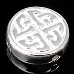 Keltische Sterling Silber Perlen, 925 Sterling Silber, flache Runde, plattiert, keine, 10x10x2.8mm, Bohrung:ca. 1mm, verkauft von PC