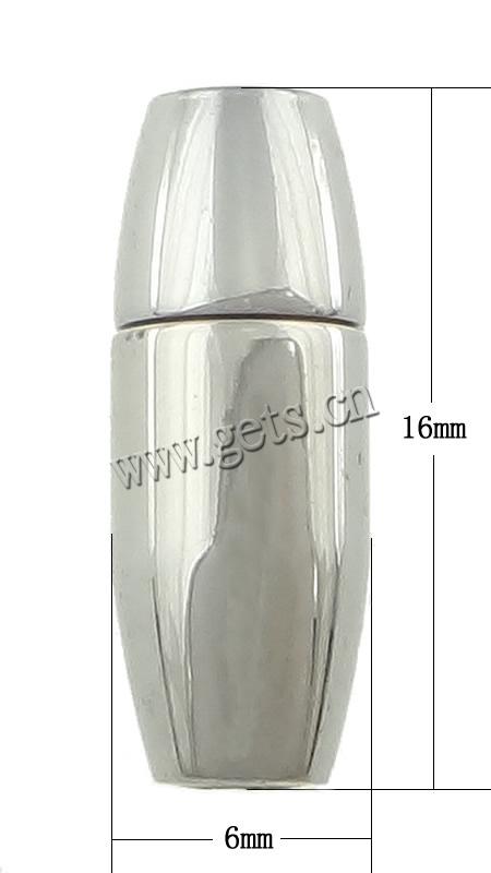 Runder Edelstahl Magnetverschluss, oval, plattiert, Kundenindividuell, keine, 16x6mm, Bohrung:ca. 2mm, verkauft von PC