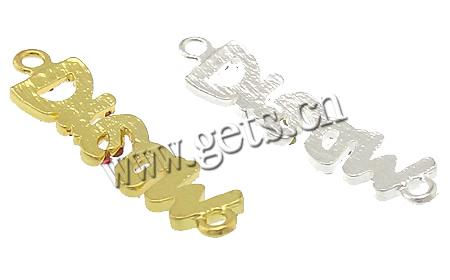 Rhinestone Zinc Alloy Connector, Letter, word dream, plated, Customized & enamel & with rhinestone & 1/1 loop, more colors for choice, 39x10x2mm, Hole:Approx 2mm, Sold By PC