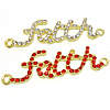 Rhinestone Zinc Alloy Connector, Letter, word faith, plated, Customized & with rhinestone & 1/1 loop Approx 2mm 