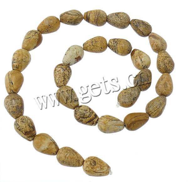 Picture Jasper Beads, Teardrop, more sizes for choice, Hole:Approx 1.5mm, Length:Approx 15 Inch, Sold By Strand
