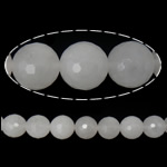 weiße Jade Perle, rund, Weitere Größen für Wahl & facettierte, Bohrung:ca. 1.8mm, Länge:ca. 15 ZollInch, verkauft von Strang