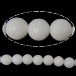 weiße Jade Perle, rund, Weitere Größen für Wahl & facettierte, Bohrung:ca. 2mm, Länge:ca. 15 ZollInch, verkauft von Strang