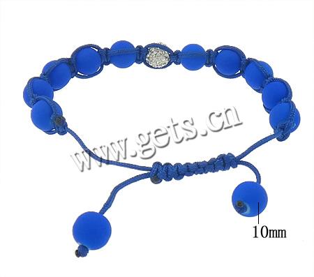 bracelet woven ball de perles en verre , avec Strass perle de Pave d'argile & corde en nylon, caoutchouté, plus de couleurs à choisir, 10mm, 9mm, Longueur:Environ 7-11 pouce, Vendu par brin