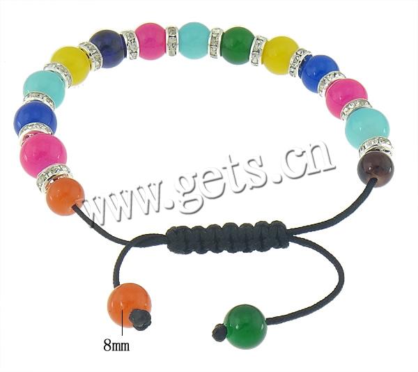 Стеклянные браслеты Сянбала, Стеклянный, с Медные обручи & Нейлоновый шнурок, разноцветный, 10mm, 8mm, 8x3.5mm, длина:Приблизительно 7-12 дюймовый, продается Strand