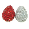 Strass Ton befestigte Perlen, Strass Ton befestigte Perelen, Tropfen, gemischte Farben, 14.5x19.5mm, Bohrung:ca. 1.5mm, verkauft von PC
