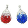 Rhinestone Clay Pave Pendants, with Brass, Teardrop, platinum color plated, with Czech rhinestone Approx 4mm 