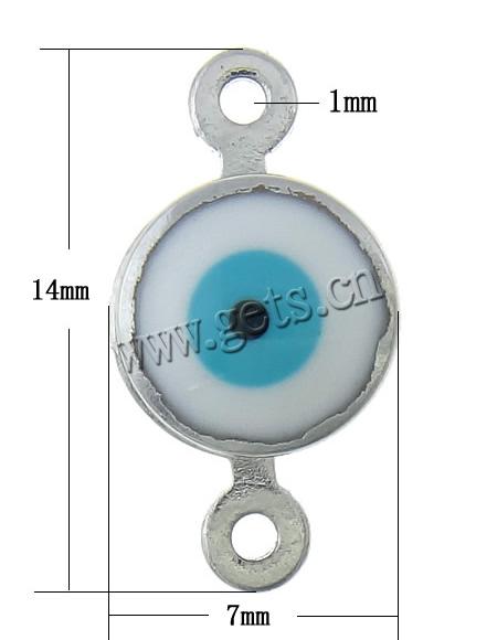 Evil Eye Jewelry Connector, Zinc Alloy, Flat Round, plated, evil eye pattern & enamel, more colors for choice, nickel, lead & cadmium free, 14x7x6mm, Hole:Approx 1mm, Sold By PC