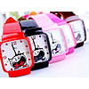 Women Wrist Watch, Zinc Alloy, with PU Leather & Glass, stoving varnish, cartoon pattern & for woman, mixed colors 20mm Approx 9.4 Inch 