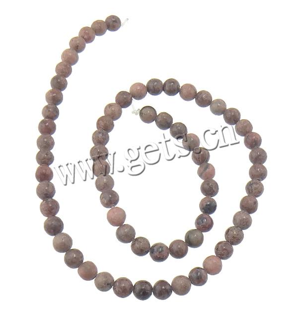 Rhodonit Perlen, rund, Weitere Größen für Wahl, Bohrung:ca. 2mm, Länge:ca. 15 ZollInch, verkauft von Strang