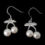925 Sterling Silver Drop Earring, with Freshwater Pearl, Cherry Approx 1.2 Inch 