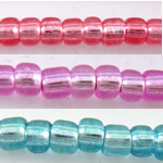 Round Japanese Seed Beads, Стеклянный, Круглая, серебрянное линование, Много цветов для выбора отверстие:Приблизительно 1mm, Приблизительно 13000ПК/сумка, продается сумка