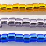 Round Japanese Seed Beads, Стеклянный, Круглая, серебрянное линование, Много цветов для выбора отверстие:Приблизительно 1mm, Приблизительно 13000ПК/сумка, продается сумка