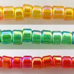 Runde japanische Rocailles, Glas, Regenbogen, transluzent, keine, 2x1.9mm, Bohrung:ca. 1mm, ca. 44000PCs/Tasche, verkauft von Tasche