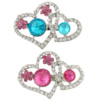 Zinc Alloy Jewelry Brooch, with Acrylic, Heart, platinum color plated, faceted & with rhinestone 