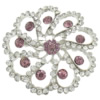 Broche de diamantes de imitación de la aleación de Zinc, Flor, chapado en color de platina, con diamantes de imitación & hueco, 60x60x6mm, Vendido por UD