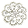 Glass Pearl Brooch, Zinc Alloy, with Glass Pearl, Flower, platinum color plated, with rhinestone 