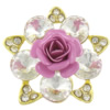 Flower Zinc Alloy Connector, with Crystal, gold color plated, 2/1 loop & enamel & faceted & with rhinestone Approx 2.5mm 
