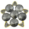 Conector de aleación de Zinc de flor, con Cristal, chapado en color dorado, 2/1 aro & facetas & con diamantes de imitación, 40x40x8mm, agujero:aproximado 2.5mm, Vendido por UD
