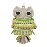 Zinc Alloy Animal Pendants, Owl, plated, enamel Approx 4mm 