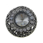 Botón de caña de aleación de cinc, aleación de zinc, con Vidrio, Redondo aplanado, chapado en color plomo negro, facetas & con diamantes de imitación, 25x25x9mm, agujero:aproximado 2mm, Vendido por UD