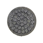 Bouton de tige en alliage zinc, alliage de zinc, Plat rond, Placage de couleur noire de plumbum, avec strass Environ 2mm, Vendu par PC