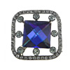 Zinc Alloy Shoes Buckle, with Glass, Square, plumbum black color plated, faceted & with rhinestone 