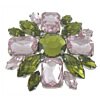 Brass Buckle, with Acrylic, Flower, platinum color plated, faceted 