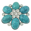 Broche de piedras preciosas, con metal, Flor, chapado en color de platina, con diamantes de imitación, 39x35x6mm, Vendido por UD