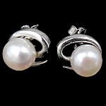 Freshwater Pearl Stud Earring, sterling silver post pin, plated 