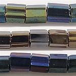 Rocallas japonesas con 2 cortada, Vidrio, Cuerno hexagonal, chapado, más colores para la opción, 2x2mm, agujero:aproximado 1mm, aproximado 41000PCs/Bolsa, Vendido por Bolsa