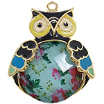 Zinc Alloy Animal Pendants, with Resin, Owl, plated, enamel nickel, lead & cadmium free Approx 2mm 