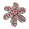 Zinc Alloy Jewelry Brooch, Flower, antique silver color plated, enamel & with rhinestone & colorful powder 