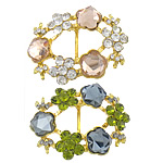 Zinc Alloy Decorative Buckle, with Crystal, Oval, gold color plated, faceted & with rhinestone 