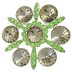 Broche de joyería de la aleación del cinc, aleación de zinc, con Vidrio, Flor, chapado en color de plata, facetas & con diamantes de imitación, 52x52x9mm, Vendido por UD