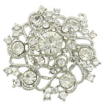 Rhinestone Zinc Alloy Ornaments, Flower, platinum color plated, with rhinestone & hollow Approx 2.5mm 
