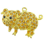 Zinc Alloy Animal Pendants, Pig, gold color plated, with rhinestone Approx 2.5mm 