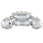 Brass Buckle, with Glass, platinum color plated, faceted & with rhinestone, clear 
