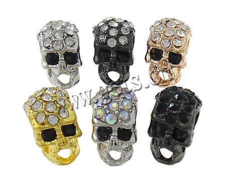 Rhinestone Zinc Alloy Connector, Skull, plated, Customized & enamel & with rhinestone & 1/1 loop, more colors for choice, 8x14x9mm, Hole:Approx 2, 3mm, Sold By PC