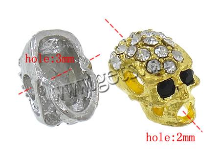 Rhinestone Zinc Alloy Connector, Skull, plated, Customized & enamel & with rhinestone & 1/1 loop, more colors for choice, 8x14x9mm, Hole:Approx 2, 3mm, Sold By PC