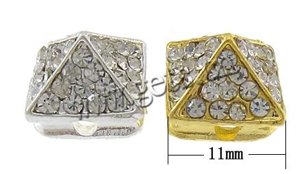 Perles strass en alliage de zinc, Plaquage normal, Personnalisé & avec strass, plus de couleurs à choisir, 11x11x8mm, Trou:Environ 2mm, Vendu par PC