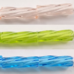 Horn japanische Rocailles, Glas, verbogener Bugle, transluzent, keine, 2x6mm, Bohrung:ca. 1mm, ca. 10000PCs/Tasche, verkauft von Tasche