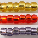 Runde japanische Rocailles, Glas, Silbereinzug, keine, 2x3mm, Bohrung:ca. 1mm, ca. 13000PCs/Tasche, verkauft von Tasche