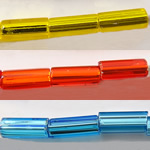 Horn japanische Rocailles, Glas, Hexagon Bugles, Silbereinzug, keine, 2x4.5mm, Bohrung:ca. 1mm, ca. 16000PCs/Tasche, verkauft von Tasche