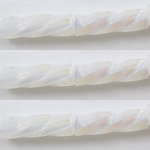 Horn japanische Rocailles, Glas, verbogener Bugle, Schimmer, Volltonfarbe, weiß, 2x6mm, Bohrung:ca. 1mm, ca. 10000PCs/Tasche, verkauft von Tasche