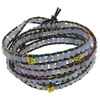 Wrap Bracelets, Leather, with Jade & Zinc Alloy, brass clasp , 7.5mm, 4mm Approx 34-35 Inch 